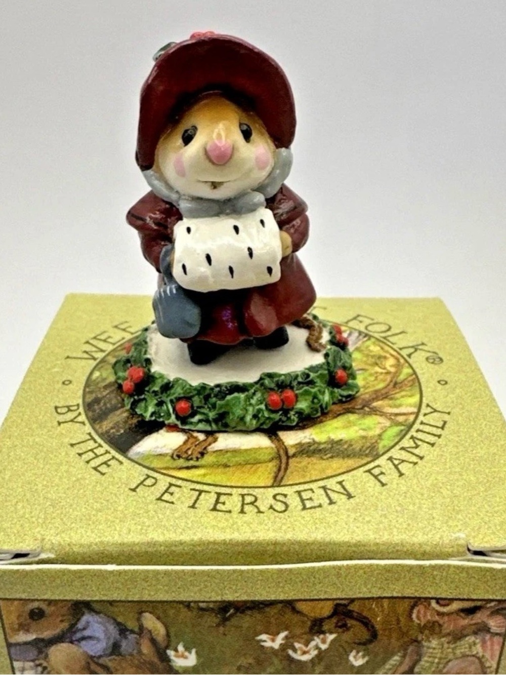Wee Forest Folk M-146 Miss Noel Maroon Red WFF New in Box 1987 Anne Petersen